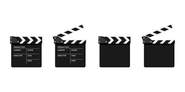 フィルムクラッパーは白で隔離されています。映画のクラッパーボード。映画製作。クラプボード。ベクターイラスト - ベクター画像