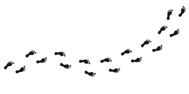 Human footsteps path. Bare feet imprint. Footprints on a white background - Vector, Image