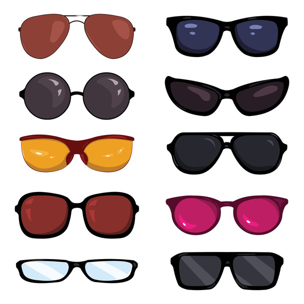 Vector Set of Color Cartoon Glasses - Vector, Image