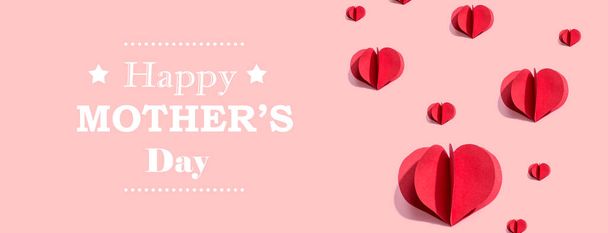 Happy mothers day message with red paper hearts - Fotó, kép