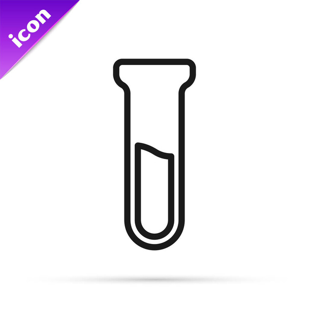 Black line Test tube and flask icon isolated on white background. Chemical laboratory test. Laboratory glassware.  Vector. - Vector, Image