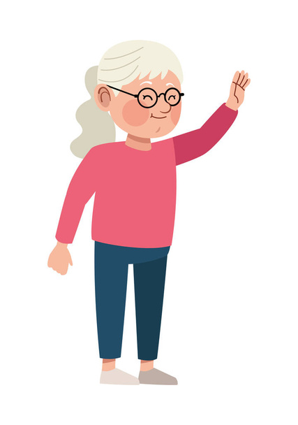grandmother wearing eyeglasses - Vector, Image
