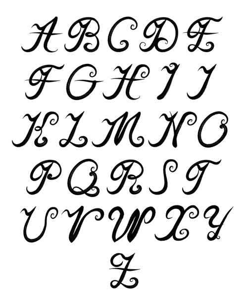 Brush kézírásos, betűtípus tervezési koncepció. Fekete a fehéren. elszigetelt munkafolyamat - Fotó, kép
