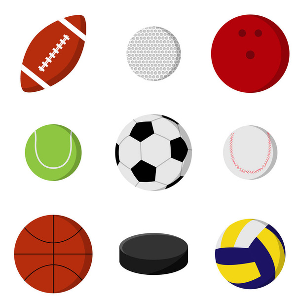 ゲームセットをプレイするためのボール。スポーツ用具 - ベクター画像