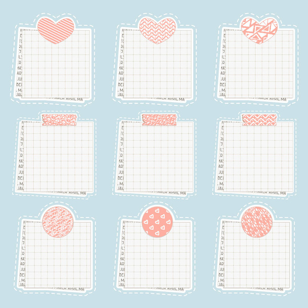 Vector cute paper notes, stickers, notepads, memo messages, torn paper sheets, blank sticky notepaper posts, to do list, meeting reminder, office information board, appointment notes - Wektor, obraz