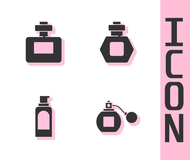 Set Perfume,, spray puede para laca para el cabello y el icono. Vector - Vector, imagen