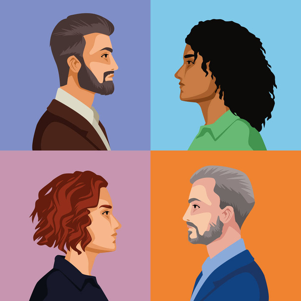 personagens de quatro pessoas - Vetor, Imagem