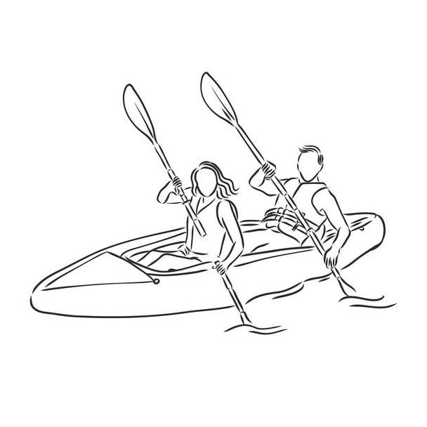 croquis vectoriel kayak sur fond blanc - Vecteur, image