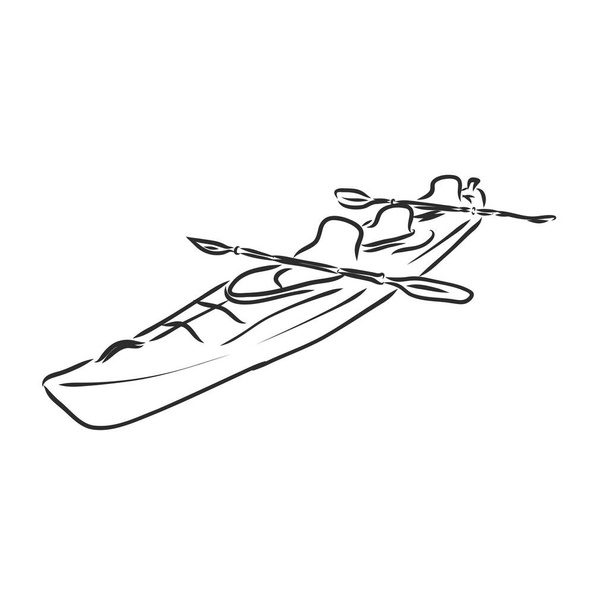 kayak dibujo vectorial sobre un fondo blanco - Vector, Imagen