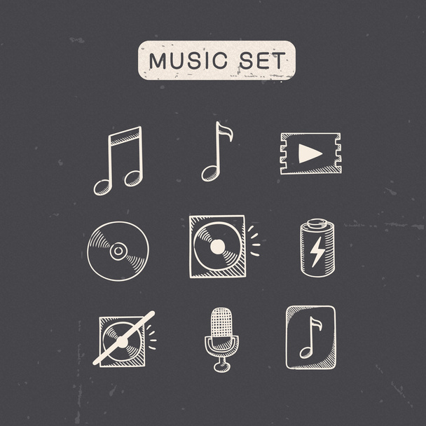Music media audio symbols set. - Vektör, Görsel