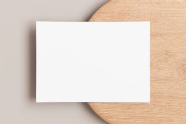 Invitation white card mockup. Workspace concept. 5x7 ratio, similar to A6, A5. - Фото, изображение