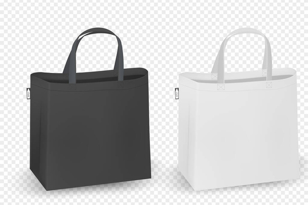 Katoenen tassen, RPET realistische corporate identity mock-up items template transparante achtergrond. Vectorillustratie geïsoleerd. - Vector, afbeelding