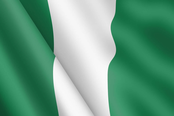 Nigeria schwenkt Flagge 3d Illustration Windwellen - Foto, Bild