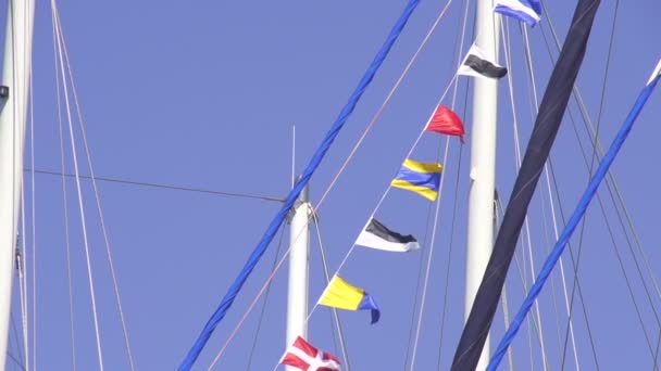 multinationale vlaggen op de zeilboot - Video
