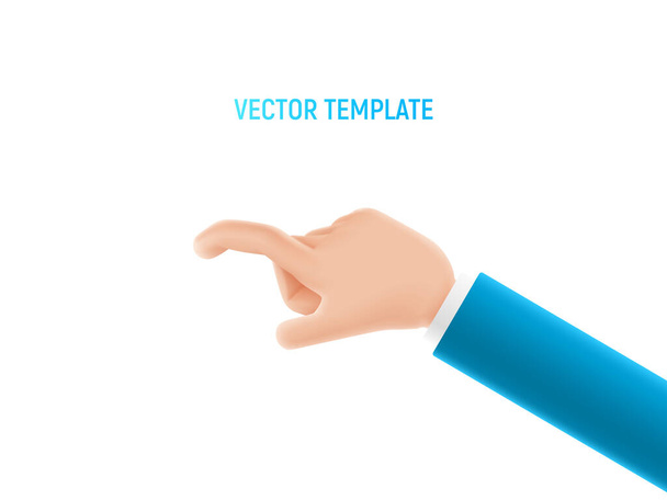 Cartoon hand taps something. Gesture of cartoon hand. Vector 3d illustration. - Vector, imagen