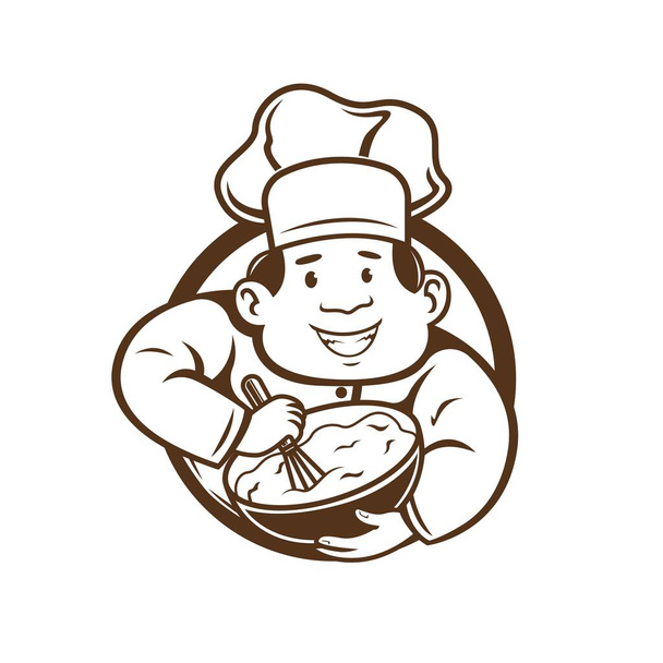 шеф-кухар змішує символ логотипу тіста. Векторна ілюстрація
 - Вектор, зображення