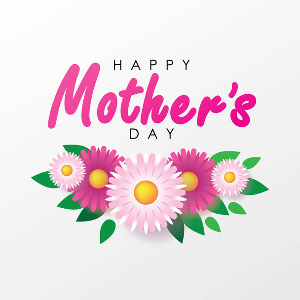 Happy Mother's Day Celebration Card on White Background Vector Illustration - Vector, Image