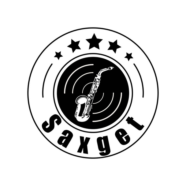 Ilustración Gráfico vectorial del logotipo del saxofón, apto para intérprete, entretenimiento, etc.. - Vector, Imagen