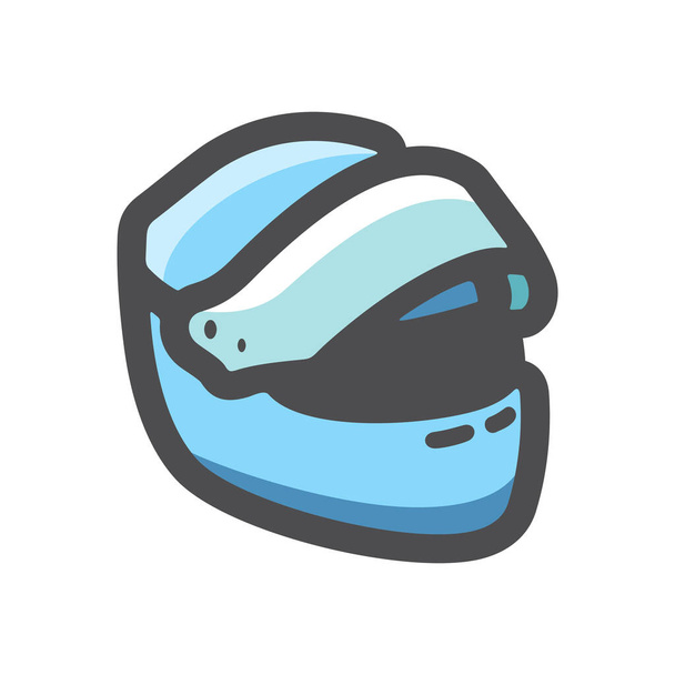 Racing blue Helmet Vector icon Cartoon illustration - Вектор,изображение