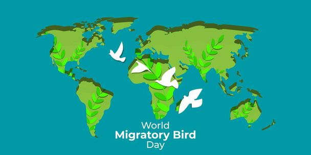 Εικονογράφηση διάνυσμα της Παγκόσμιας Ημέρας Μεταναστευτικών Πουλιών, 8 Μαΐου. - Διάνυσμα, εικόνα