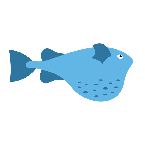 Peces de mar sobre un fondo aislado. Una variedad de peces de colores populares. Lindo vector plano ilustración. Elemento o bandera. - Vector, Imagen
