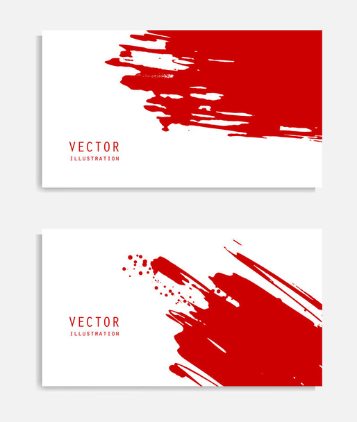 Abstract ink brush banners set with grunge effect. Japanese style. Vector illustration - Vektor, Bild