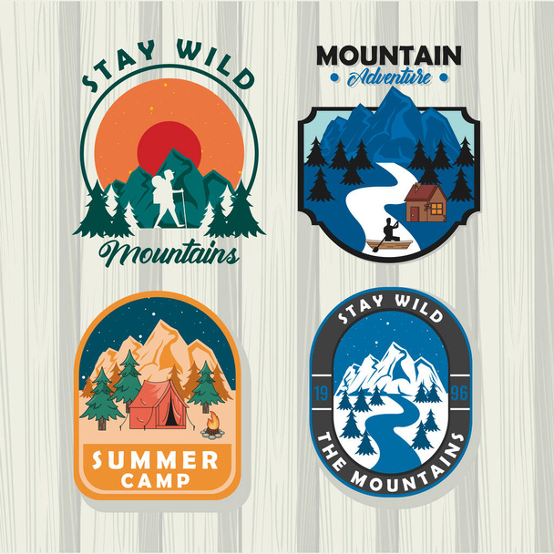 summer camping patches - Vector, Image