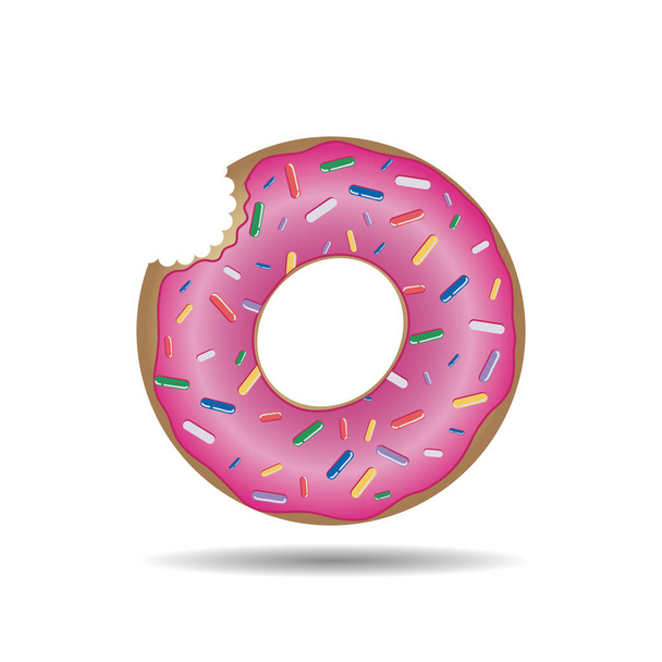 An inflatable ring that looks like a donut on a white background. Realistic colorful rubber swimming buoy. Pink donut. - Vector, Image