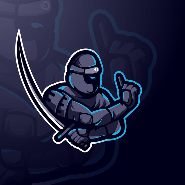 Ninja mit Schwert für Esportspiele  - Vektor, Bild