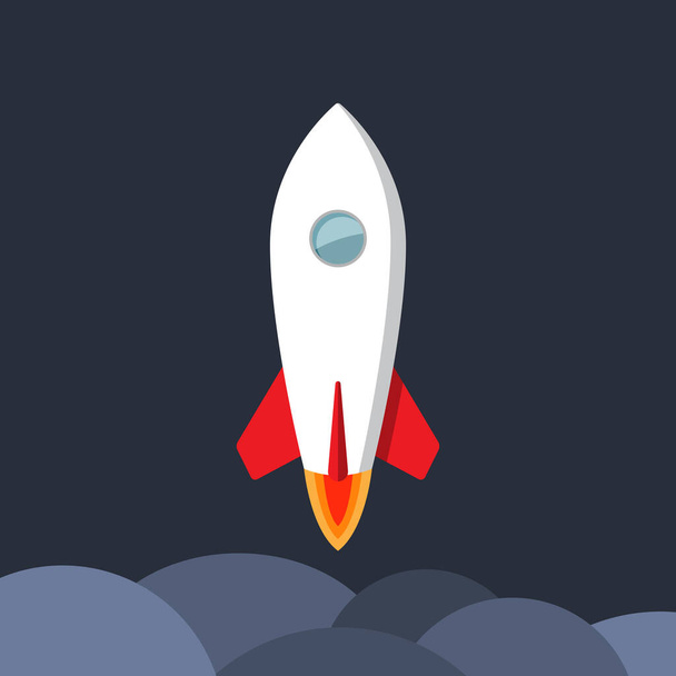 Rocket Launch Startup Flat Colour Icon - Vektor, kép