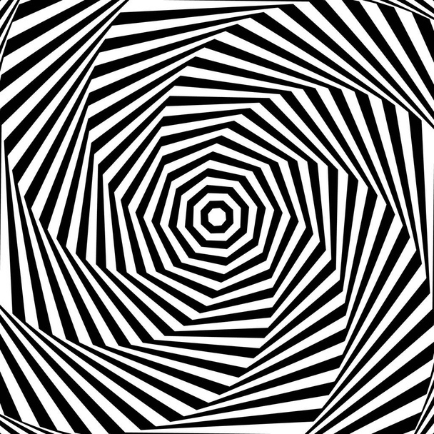 Iluzja Streszczenie czarno-biały wzór. Wzór monochromatyczny. Złudzenie optyczne. Operacja. - Wektor, obraz