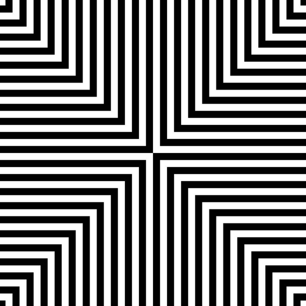 Illusion Abstraktes Schwarz-Weiß-Muster. Monochromes Muster. Optische Täuschung. Op art. - Vektor, Bild