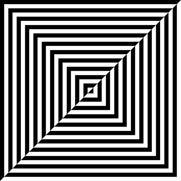 Illusion Abstraktes Schwarz-Weiß-Muster. Monochromes Muster. Optische Täuschung. Op art. - Vektor, Bild