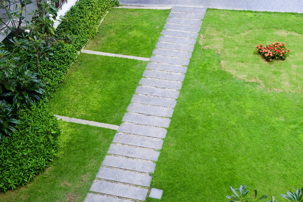 Cement útvonal grenn rét fű megtekintheti másolás tér otthon kert - Fotó, kép