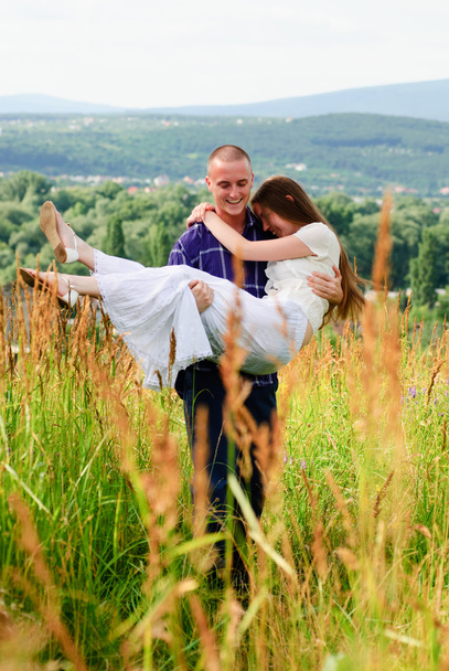 Couple on nature have a dating and picnic - Foto, Bild