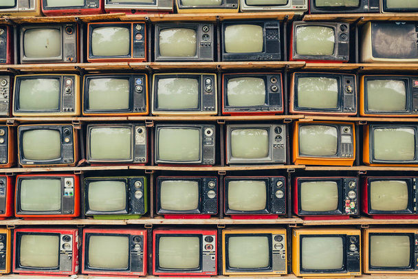 Stos starych telewizorów retro - Zdjęcie, obraz