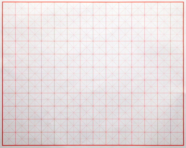Rood geruite papieren textuur achtergrond. Chinees kalligrafie papier. - Foto, afbeelding