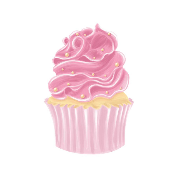 Cute pink cupcake with gold beads - Foto, afbeelding