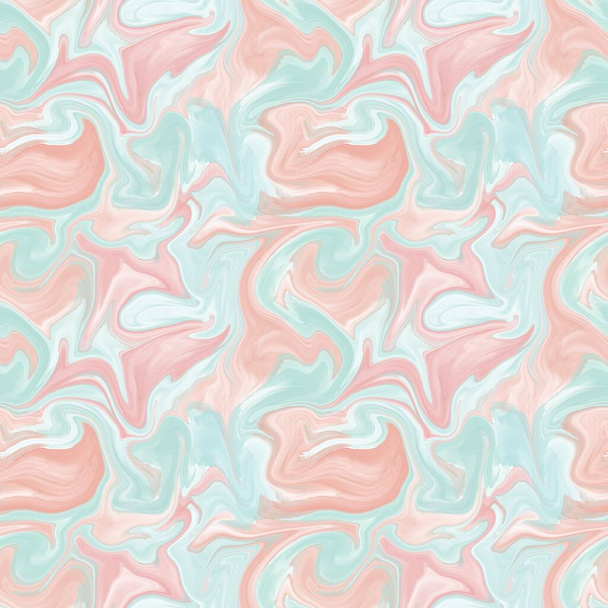 Zartes, nahtloses Muster mit Aquarellstreifen von Pfirsich und Mint - Foto, Bild