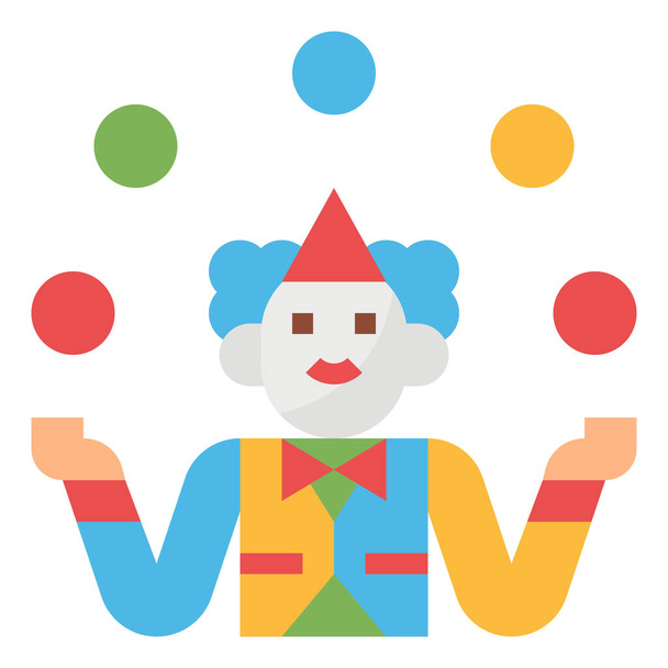 circo entretenimiento divertido icono en estilo plano - Vector, Imagen