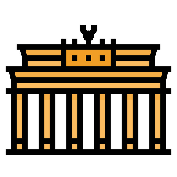 berlin Brandenburg brama ikona w stylu wypełnione zarys - Wektor, obraz