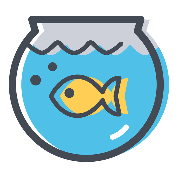 значок акваріумної риб'ячої миски в заповненому стилі контуру
 - Вектор, зображення