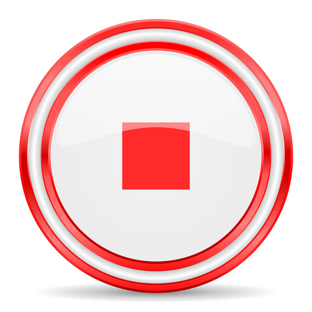 stop red white glossy web icon - Фото, зображення