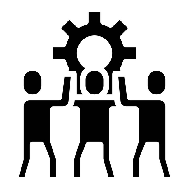 business team teamwork icon σε συμπαγές στυλ - Διάνυσμα, εικόνα