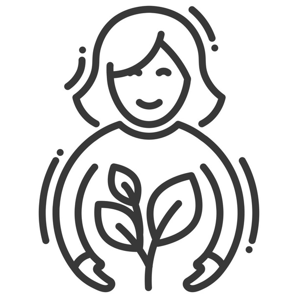 Pflege Ökologe Ökologie-Ikone im Outline-Stil - Vektor, Bild