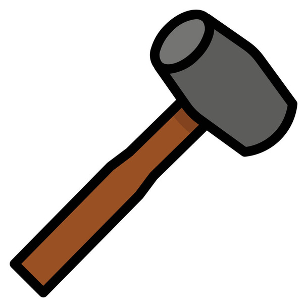 icono de herramienta de mazo de martillo en estilo de contorno lleno - Vector, Imagen