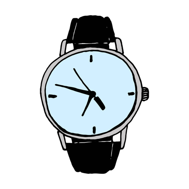 Classic wrist watch colorful hand drawn vector doodle icon EPS10 - Вектор,изображение