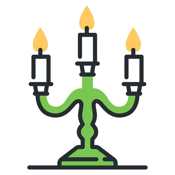 vela candelabro icono de luz - Vector, Imagen