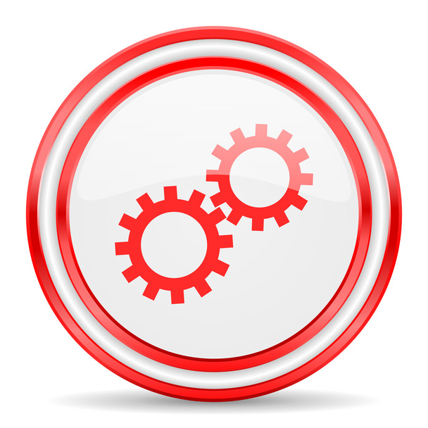 gear red white glossy web icon - Foto, afbeelding