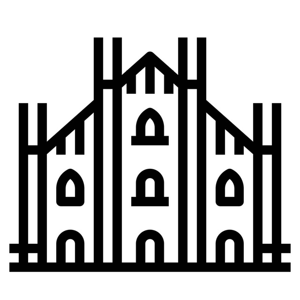 kathedraal di duomo icoon in Outline stijl - Vector, afbeelding